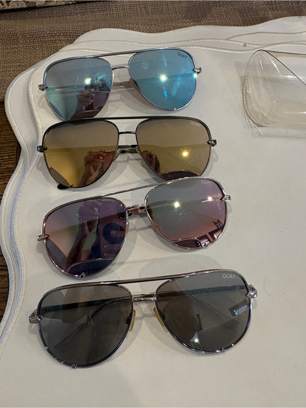 Quay Australia Men's Aviator Sunglasses - Blue, Brown, Purple-Pink, Gray Lenses